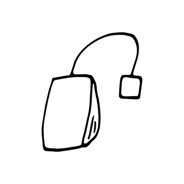 Single hand drawn teabag. Doodle vector illustration.