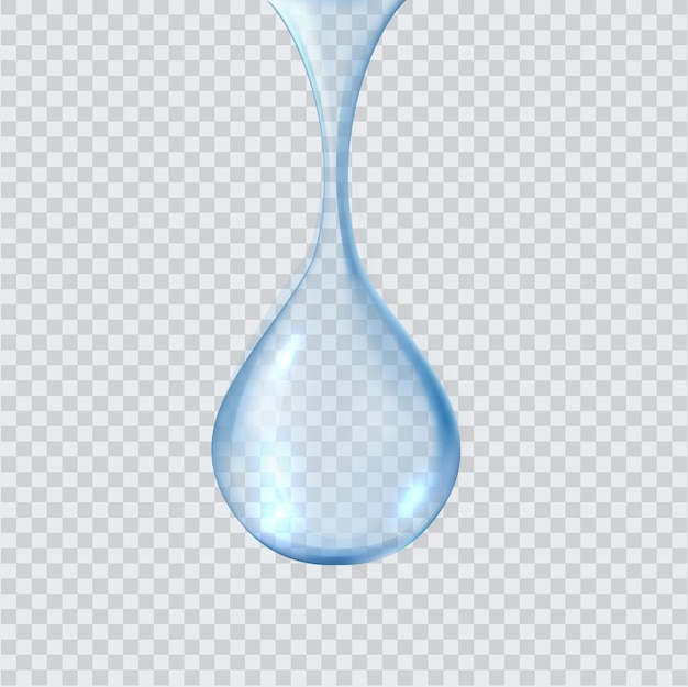 Single hanging raindrop realistic vector illustration set