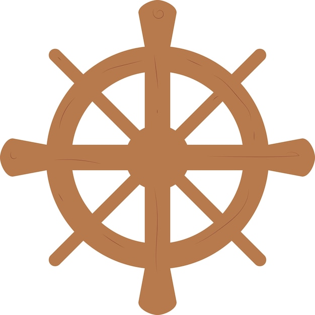 A single illustration of a ship's steering wheel in a simple style