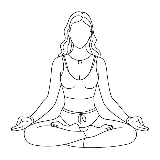 Vector single line art of woman doing yoga in many pose