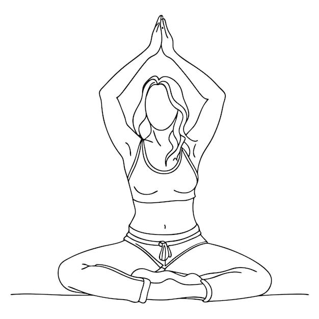 Vector single line art of woman doing yoga in many pose