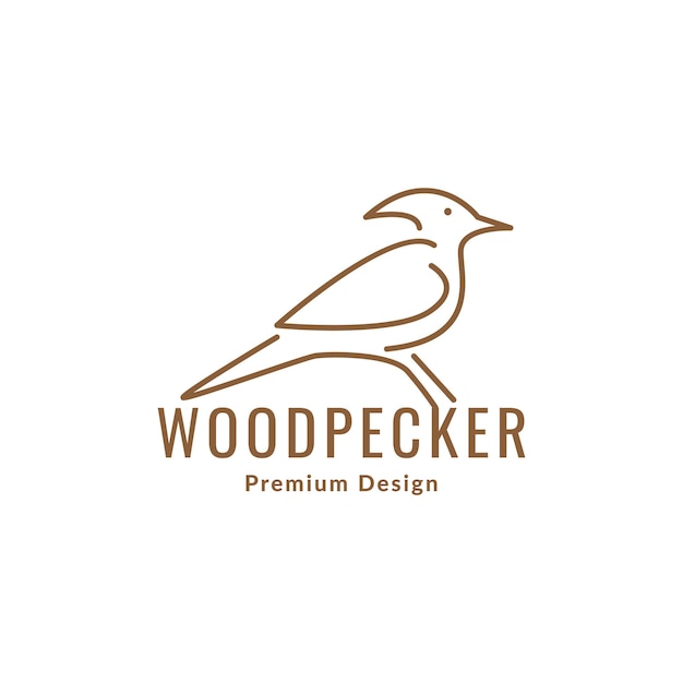 Single line bird woodpecker logo design vector graphic symbol icon sign illustration creative idea