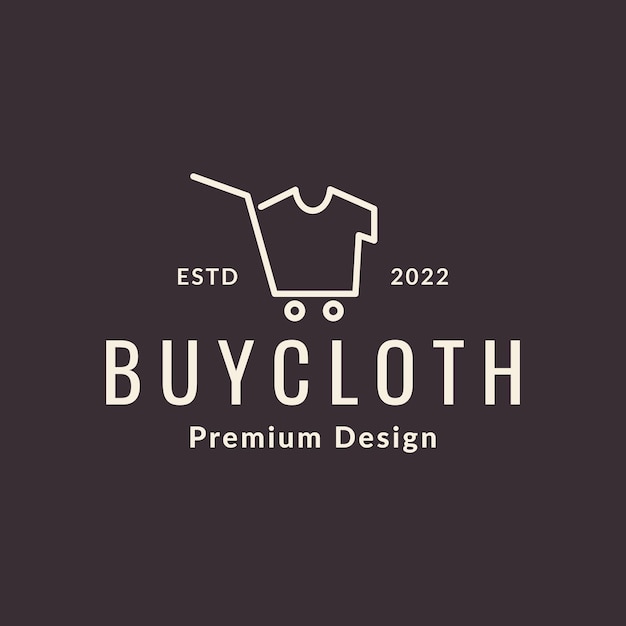 Single line cloth with trolley shopping logo design vector graphic symbol icon illustration creative