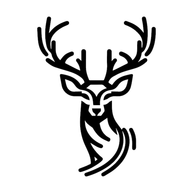 Single line deer silhouette design minimalist style vector illustration