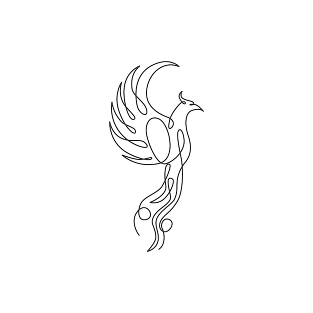 Single line drawing of flame phoenix bird for corporate logo identity Company icon from fauna shape