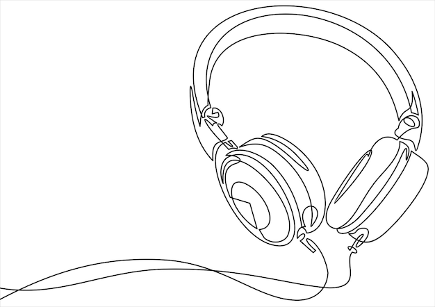 Single line drawing Wireless headphones for listening to music