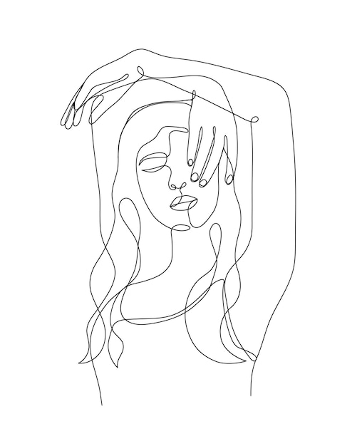 Single line hand drawn young woman figure body female beauty minimalistic beautyful sexy girl