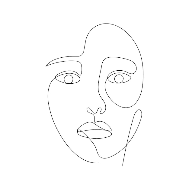 Single line hand drawn young woman portrait female beauty minimalistic beautyfull girl face