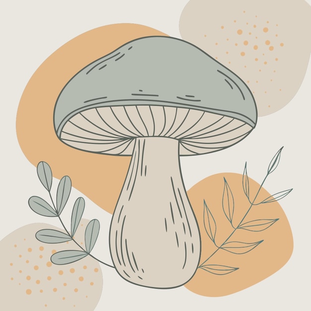 single mushroom cartoon icon illustration vector illustration line circuit