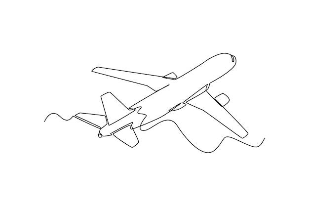 Single one line drawing airplane Air transportation Concept Continuous line draw design graphic vector illustration