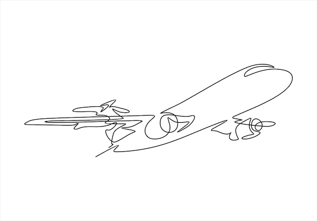 Single one line drawing airplane vehicle concept Continuous line draw