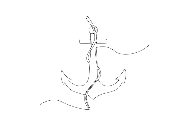 Single one line drawing anchor for stopping a ship Shipment and logistic concept Continuous line draw design graphic vector illustration