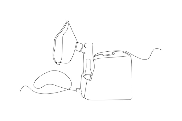 Single one line drawing bronchitis nebulizer mask Medical equipment concept Continuous line draw design graphic vector illustration