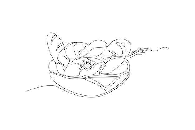 Single one line drawing buns on bowl Thanks giving concept Continuous line draw design graphic vector illustration