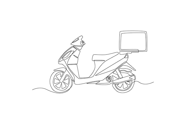 Single one line drawing delivery bicycle vehicle concept Continuous line draw design graphic vector illustration