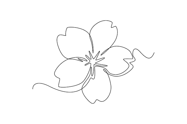 Single one line drawing Flower blossom Sakura Cherry blossom concept Continuous line draw design graphic vector illustration