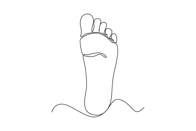 Single one line drawing foot sole Human organ concept Continuous line draw design graphic vector illustration