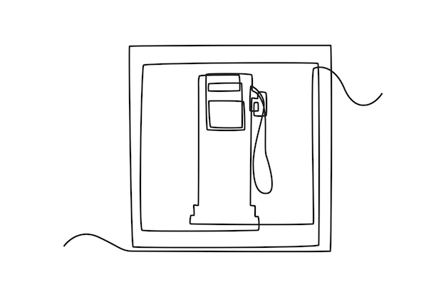 Single one line drawing gas station sign Traffic signs Concept Continuous line draw design graphic vector illustration