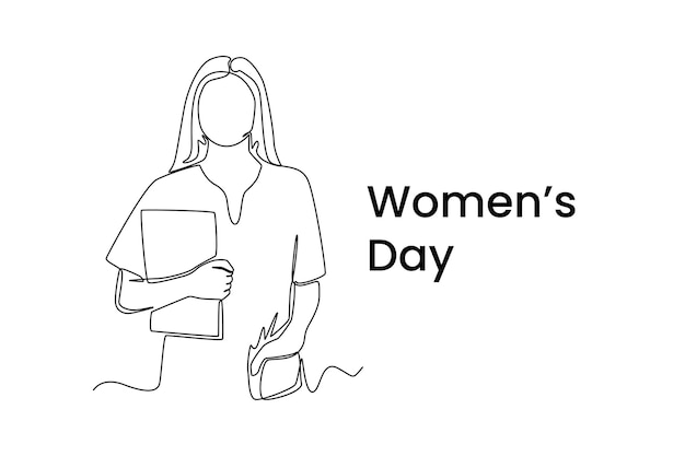 Single one line drawing a nurse Happy women's day Women's day concept Continuous line draw design graphic vector illustration