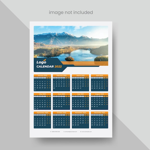 Single Page Wall Calendar 2022