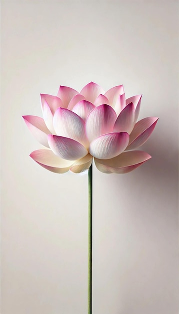 Vector single pink lotus flower against white background