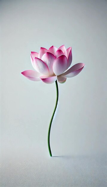 Vector single pink lotus flower against white background