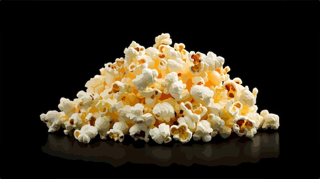 Vector single popped popcorn on black background closeup