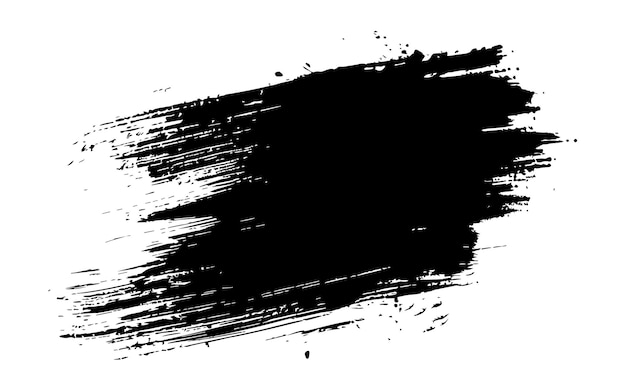 Single rough paint brushstroke design element black abstract hand drawn artistic grunge ink shape