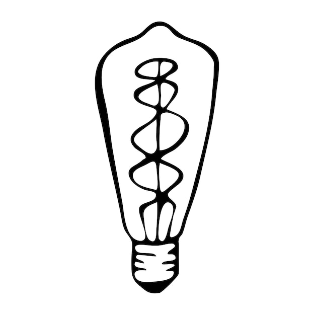 Single vector light bulb isolated on a white background doodle line art