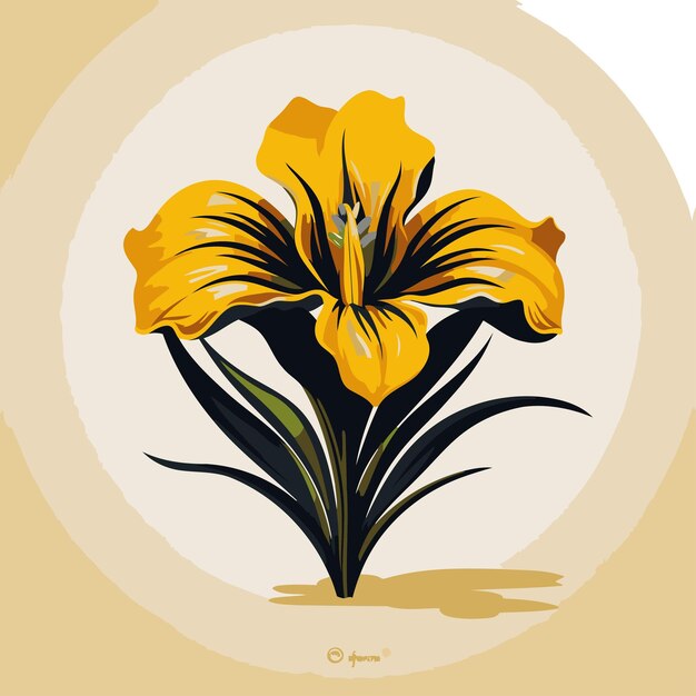 Vector a single vibrant yellow flower blooms against a soft beige backdrop