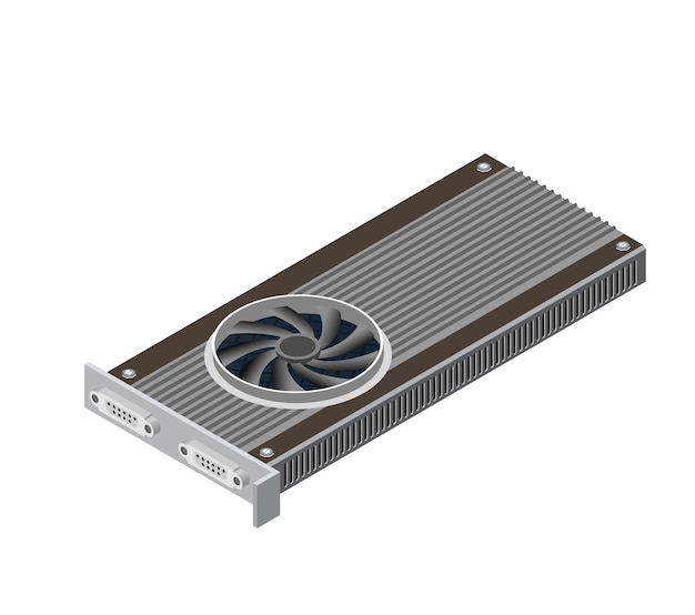 Single Video card of digital technology video electronic equipment high-tech industry business. The component of isometric graphics component.