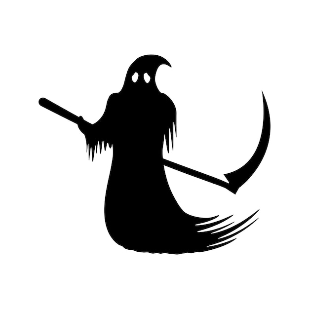 Sinister black death with scythe silhouette