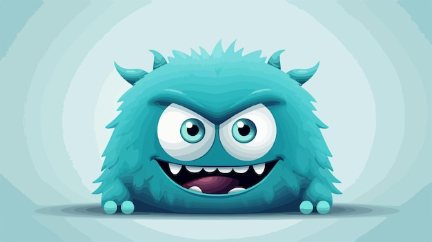 Vector sinister blue monster with shadow on green vector illustration