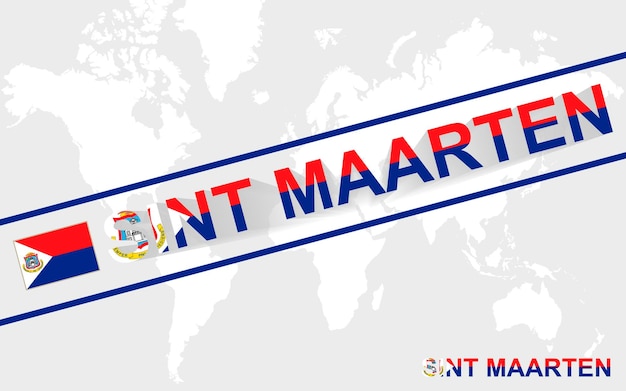 Sint Maarten map flag and text illustration