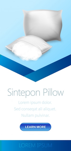 Sintepon Pillow Vertical Banner White Blank Mockup