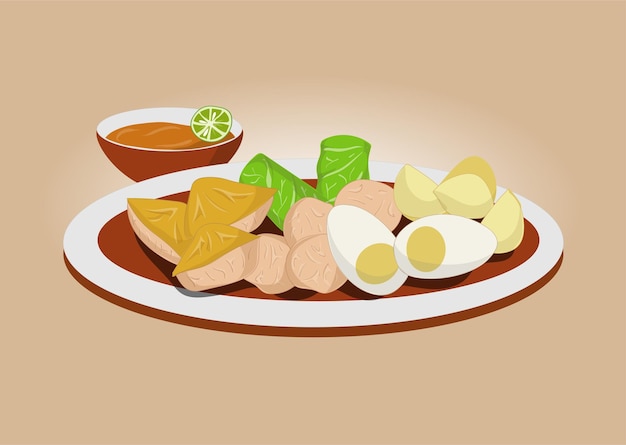 siomay or shumai asian food illustration