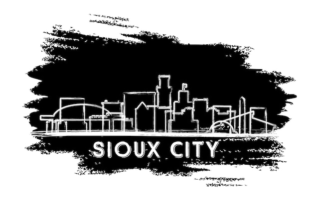 Sioux City Iowa USA City Skyline Silhouette Hand Drawn Sketch Business Travel and Tourism Concept with Historic Architecture