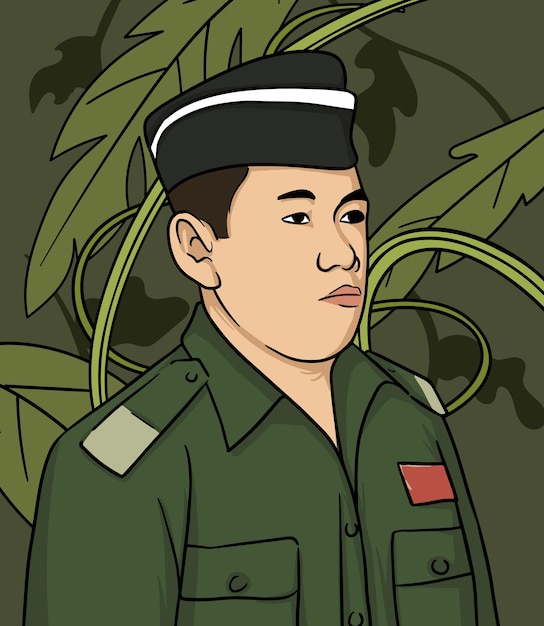 Siswondo Parman hero portrait illustration Happy Indonesian National Heroes day