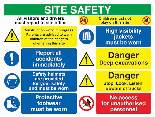 Vector site safety warning sign boards iso 7010 09