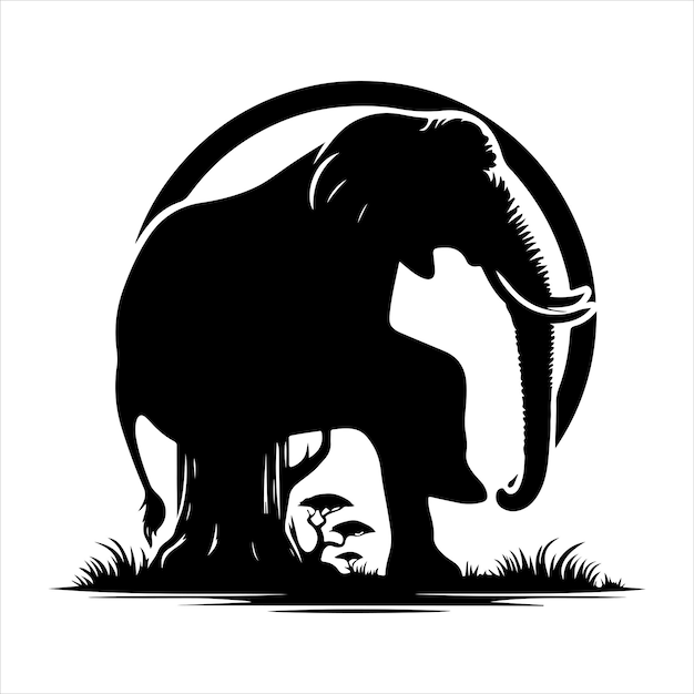 siting elephant Silhouette Vector Art and Graphic vector black color silhouette