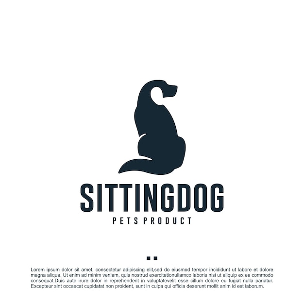 Sitting dog , care ,logo design template