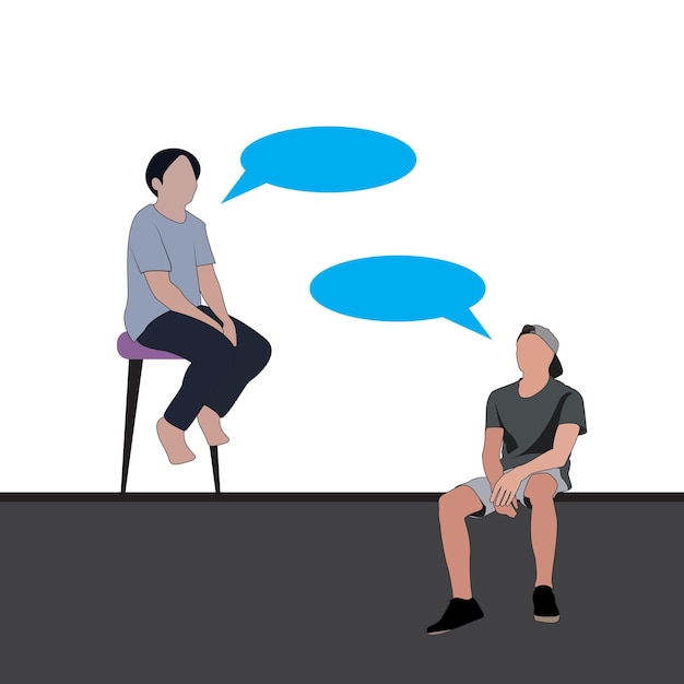 sitting man, sitting on chair, communication, communicating people flat illustration