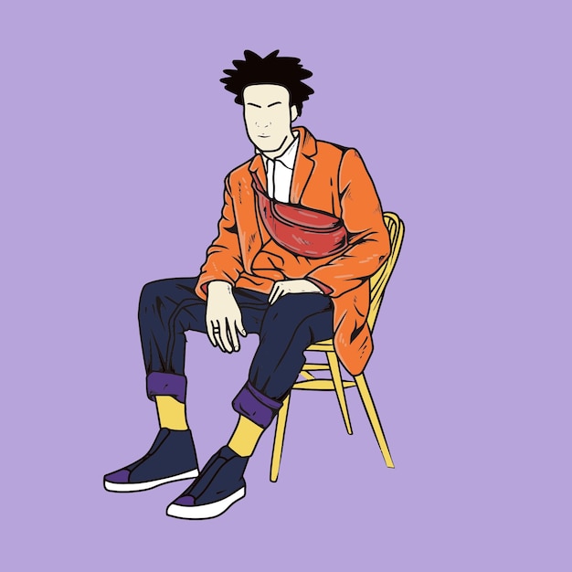 Sitting Man Vector Illustration