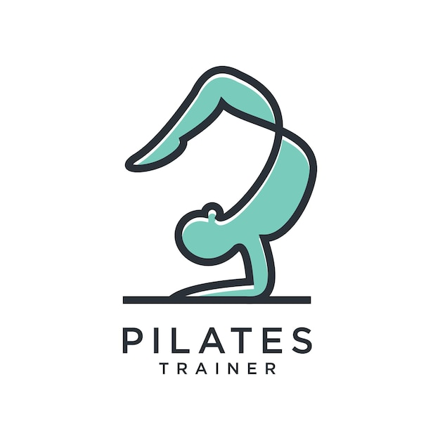 Sitting Pilates Line Outline Icon Silhouette logo design