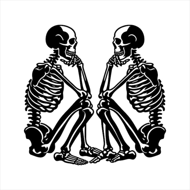 Vector sitting skeleton svg