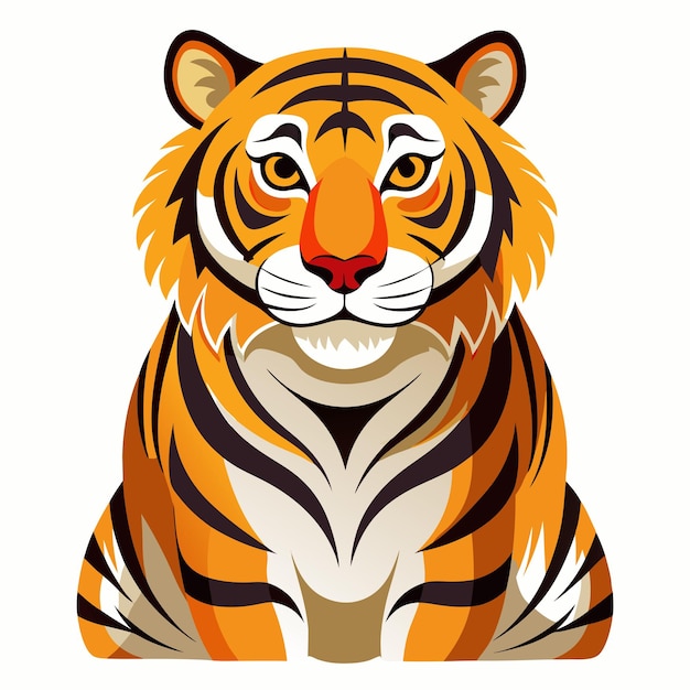 Sitting Tiger with Orange and Black Stripes