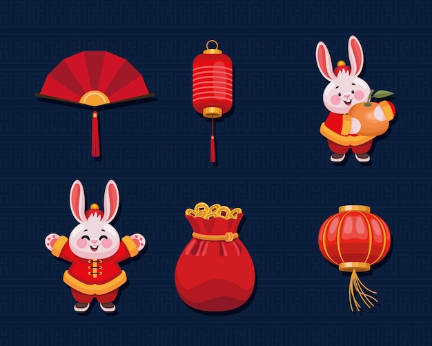 Six chinese new year icons