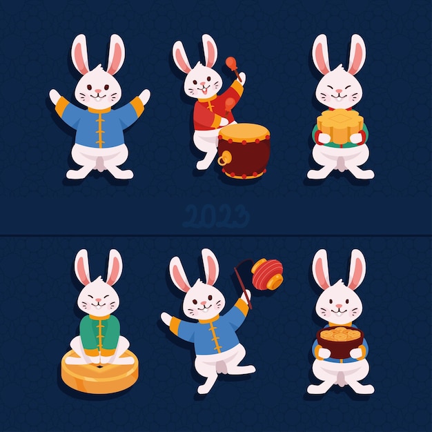 Six chinese rabbits