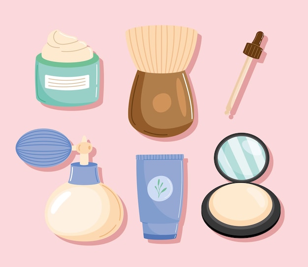 Six cosmetics products icons