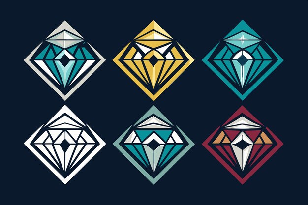 Vector six diamond shapes with different color combinations arranged in a grid